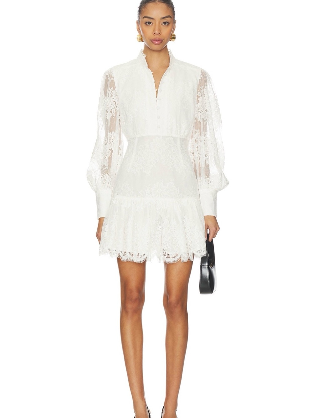 Olessia Lace Mini Dress in Ivery - Bardot